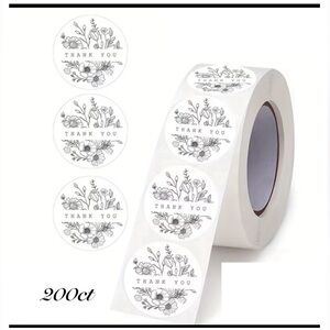 Thank You Design Stickers 200ct~ 1”  (Boutique) ~NEW~